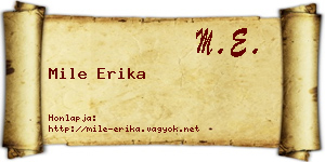 Mile Erika névjegykártya
